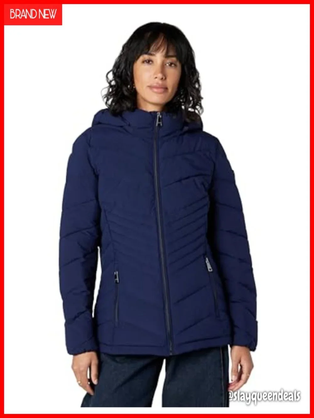 Lightweight Quilted Hooded Puffer Coat Stretch Winter Jacket with Pockets